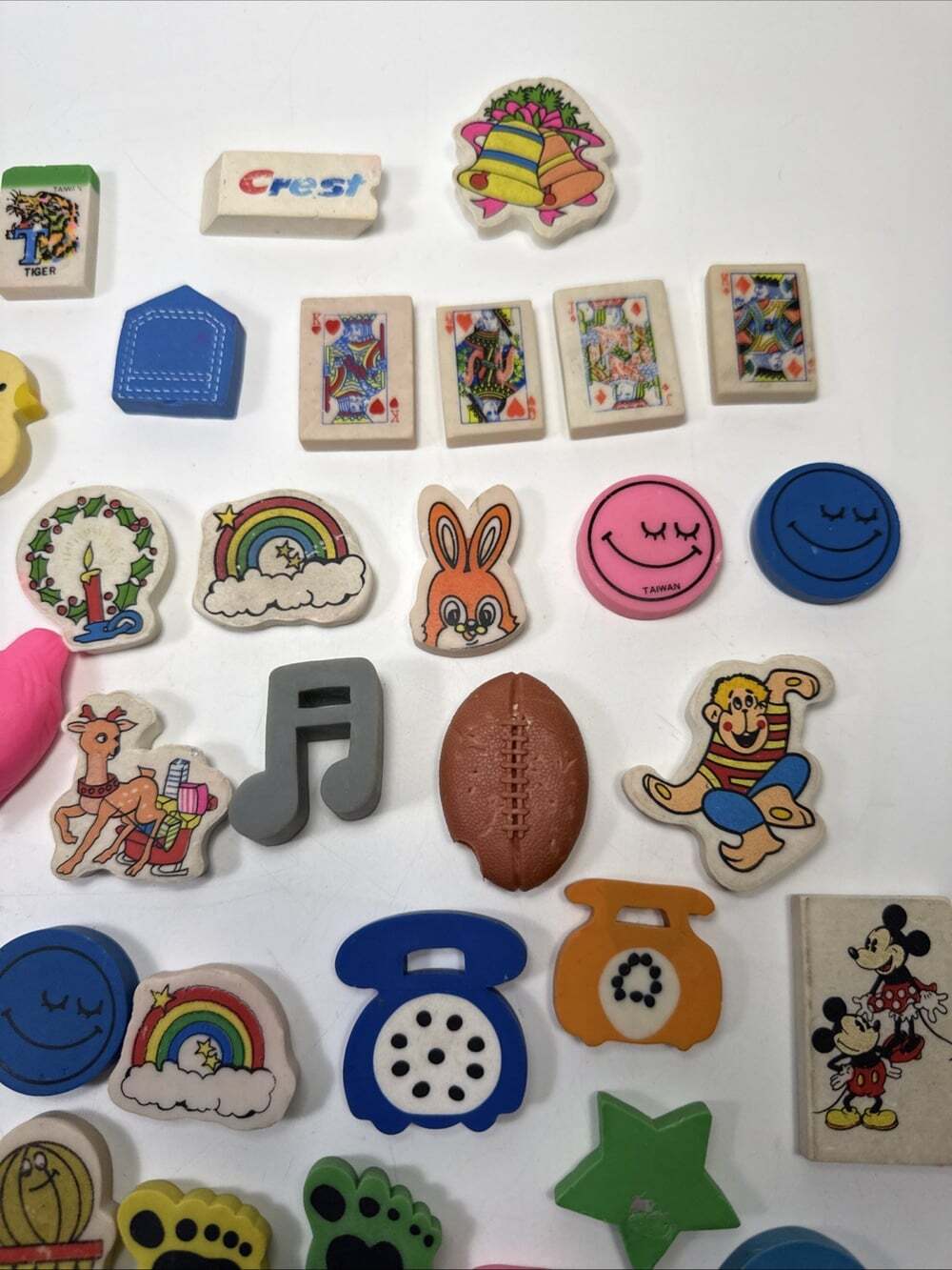Vintage Colorful Novelty Erasers - Lot of 54 Mickey Mouse Crayons Fruit Etc. #6